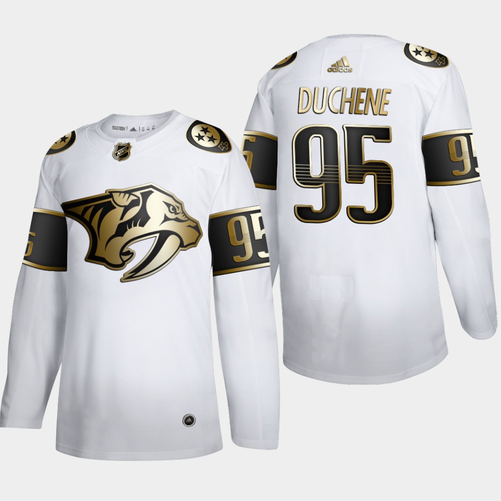 Nashville Predators 95 Matt Duchene Men Adidas White Golden Edition Limited Stitched NHL Jersey